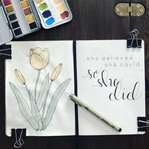Decided to give this a shot since it’s such a great quote. And the tulip was fun to do. @journalingy