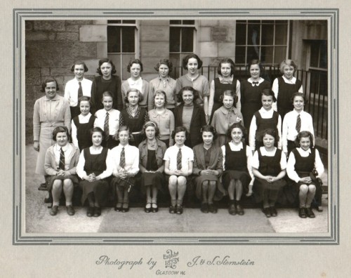 <p>This photo is of a Gourock High School girls class around 1940.  My late mother is third from the right in the back row. The teacher is the well-known and respected Sally Johnstone (or was it Johnson), who was still teaching when I was in Greenock Academy in the early 1970s.<br/></p>