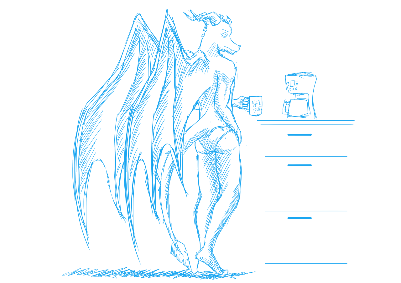 Just a sketch of Spyro early in the morning waiting for his coffee to brew, all while