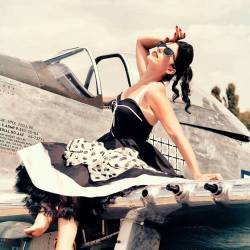 tap000:  Pinup ××Maggie (Nenä) Wulliwww.facebook.com/maggiewullie   Photo ×× © Vintage Rebel Studios www.facebook.com/vintagerebels  #pinup # #pinupgirls #pinupstyle #40s #50s #warbirds #ww2planes #bomberbombshells #redlips #rockabilly #polkadots