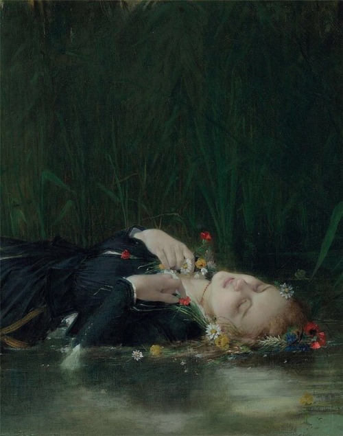 paintings-daily:Jean-Baptiste Bertrand (1823-1887) ‘Ophelia’ (detail)