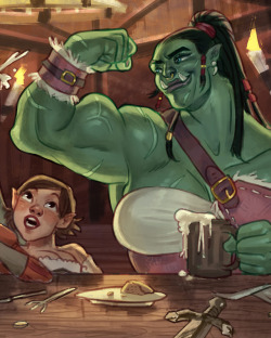 mainframe-art: Preview of a piece for @a-destiny-forged zine! I saw a post on tumblr that just said “big buff orc girls. reblog if you agree.” I agreed so hard I had to draw it.  This is relevent to your interests, @eljackinton 
