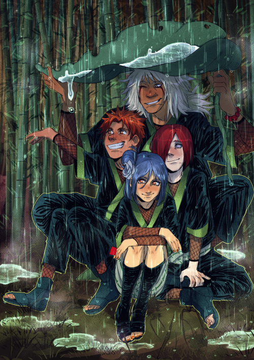 l1p3k4: yay I can finally post  my artworks form naruto fanzinehere is my fav froggys together and h