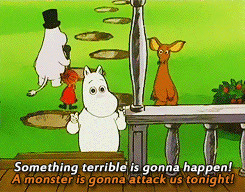 moornin:  this sums up the moomins pretty well  Love me some moomins!  No one here has ever heard of them, but I read all those books over and over when I was little…
