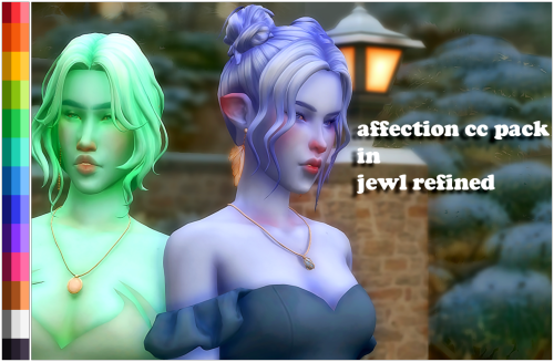 bloodyuser0: affection hairs in jewl refined! this is @clumsyalienn’s new hairs, in the cc pac