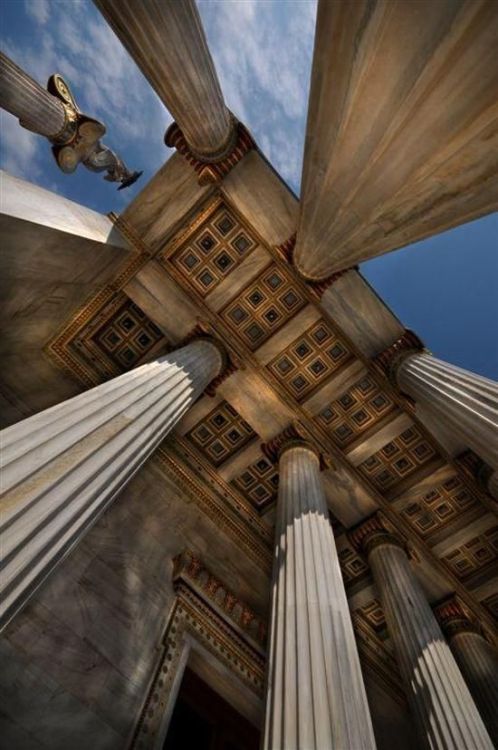 Under the entrance of the Athens Academy, Greece ~ by Chris Panagiotidis