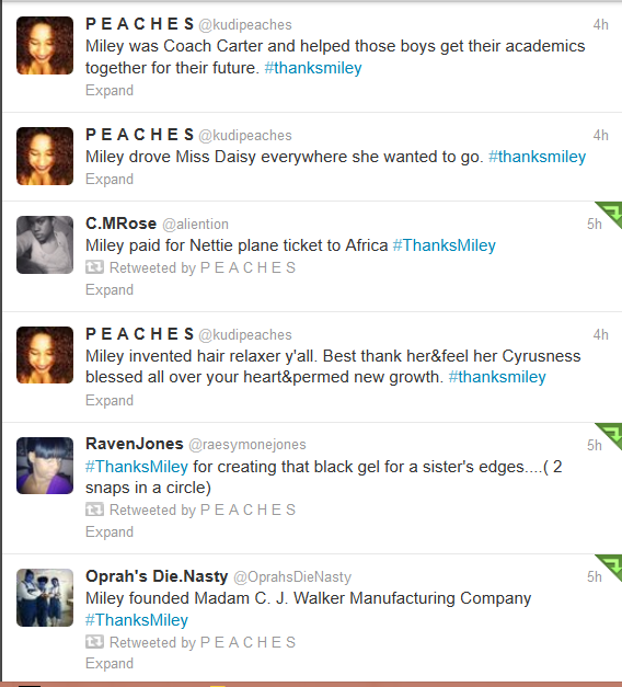 kudipeaches:  chocfroricana:  Some more gems from Black Twitter in response to Miley