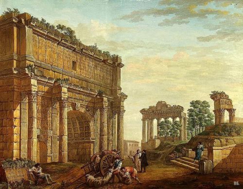 hadrian6:The arch of Septimus Severus. Rome. Charles Louis Clerisseau.French. 1721-1820. oil on canv