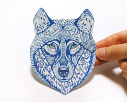 littlealienproducts:  blue wolf face sticket