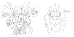funsexydragonball: Heh, when I started sketching this I almost forgot Gohan was still watching. ;9