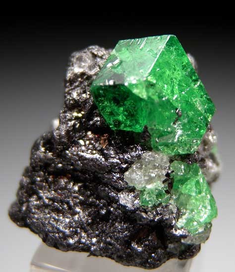 fuckyeahmineralogy:
“ Tsavorite on Graphite; Merelani Hills, Arusha, Tanzania
”