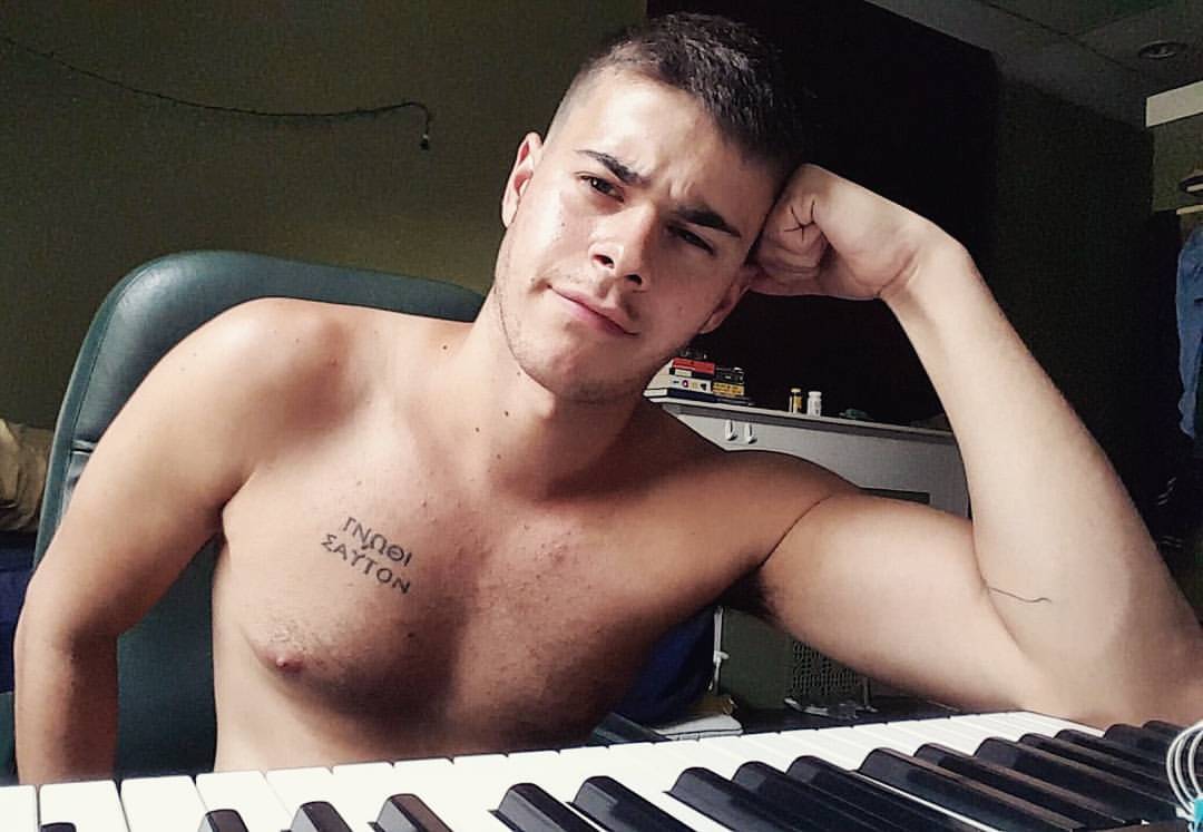 notpano:  Frustration: illustrated by me tackling this piano. accentuated by my nipple.