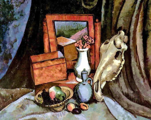 Mirror and a horse skull, 1919, Ilya MashkovMedium: oil,canvaswww.wikiart.org/en/ilya-mashko