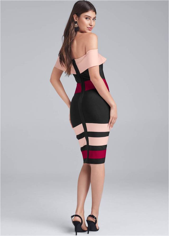 BANDAGE COLOR BLOCK DRESS