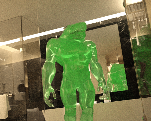 grawly:the-mark-of-sin:grawly:its 4AM heres a render i made in DAZ studio of a green glass shark sta