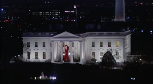 nbcnightlynews: Giant red ribbon hangs from The White House to mark World AIDS Daynbcnew