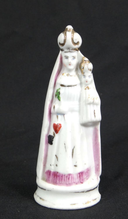 1880 Porcelain Our Lady of Consolation Virgin Mary Jesus Child Statue FigurineMeasures: 3 ½&q