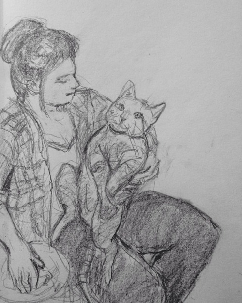 &ldquo;Single lady about to wash her sleepy cat&rdquo;, quick sketch, looking at some Mary Cassatt p