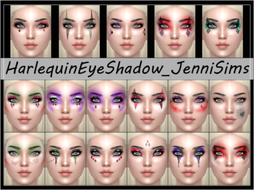 jennisims: Downloads sims 4:Eye Shadow Harlequin (17 Swatches )DOWNLOAD