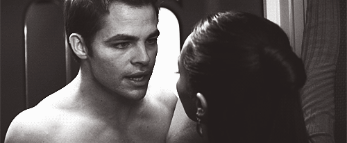 sugarhoneyblade:  Chris getting punched by the automatic door on Star Trek set. I