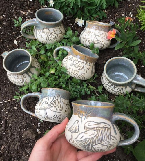 sosuperawesome:Mushroom Mugs and PlantersRosehill Pottery on Etsy