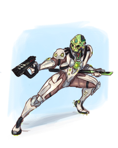 blackout501st:juls-art:[4/4] Mass Effect|Overwatch crossover sketches from Twitter.Greatly inspired 