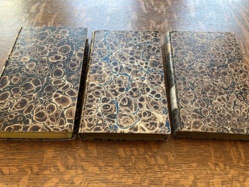 Marbled Monday–Camouflage!Three 19th-century volumes by the German philosopher Hegel are doing