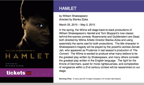 medievalpoc:medievalpoc:William Shakespeare’s Hamlet at the Wilma Theater in Philadelphia: Starring 