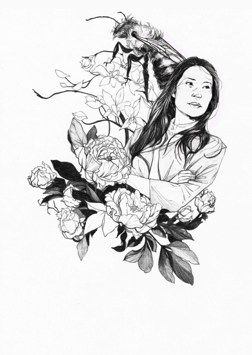 melissatrender: It’s been years since I’ve sat down in front of Elementary, but this particular image, Watson, flowers and her bee, has been in my head since I started watching and loving the show. Finally got round to drawing it and it feels good.
