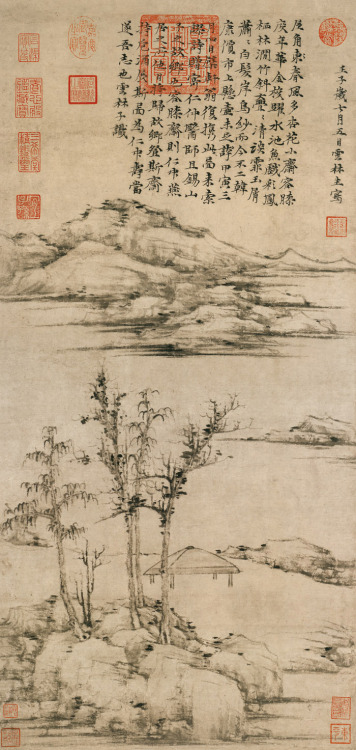 Ni Zan, Rongxi Studio, 1372, ink on paper.Ni Zan (1301-1374) is considered to be one of the four gre