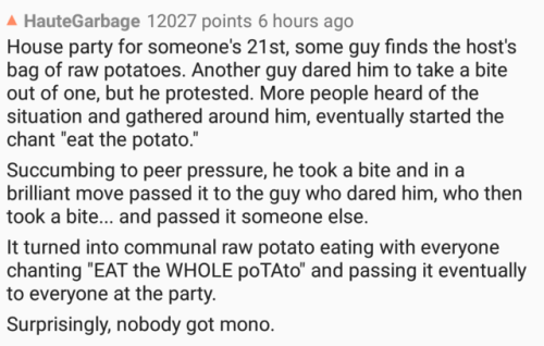 smallestcitrus: from an askReddit thread about wildest shit you’ve seen at parties