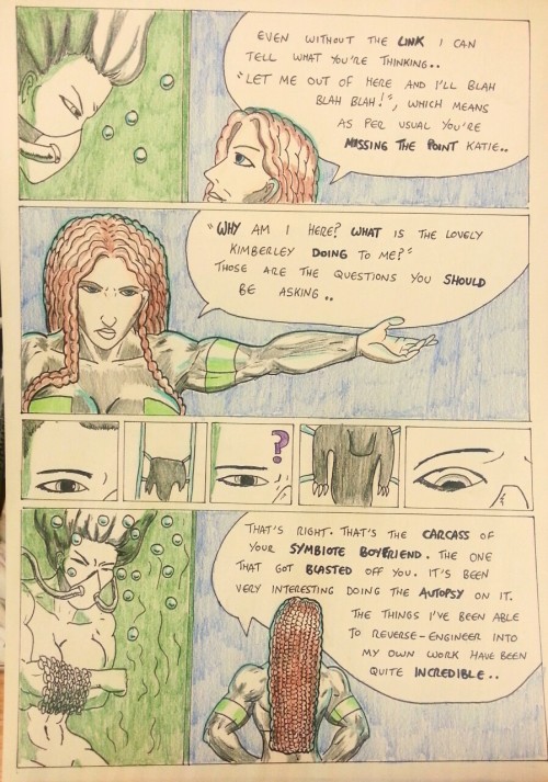 Kate Five vs Symbiote comic Pages 70 - 73  Chapter 4 begins with the introduction of Kate’s twin sister Kimberly, aka Emerald Valkyrie. What sinister agenda does her sister have?