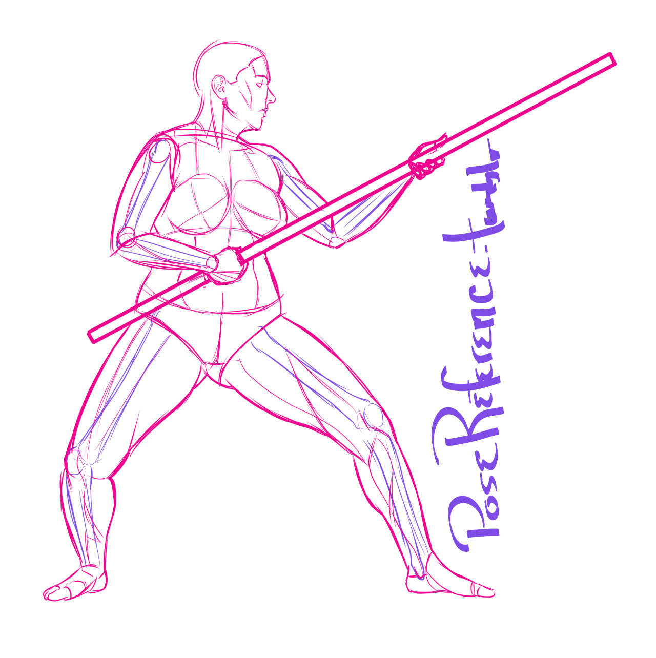 Elegant spear pose - CLIP STUDIO ASSETS