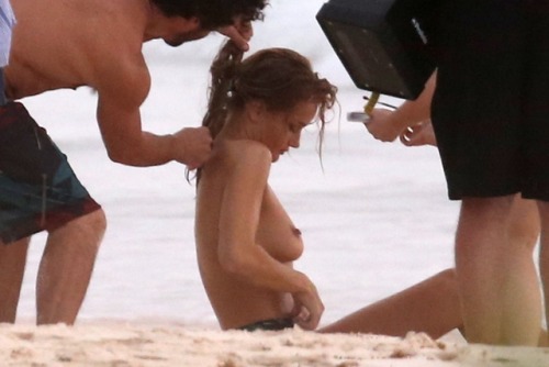 heathenhole:  Rosie Huntington-Whitley oops  Topless at Photoshoot.