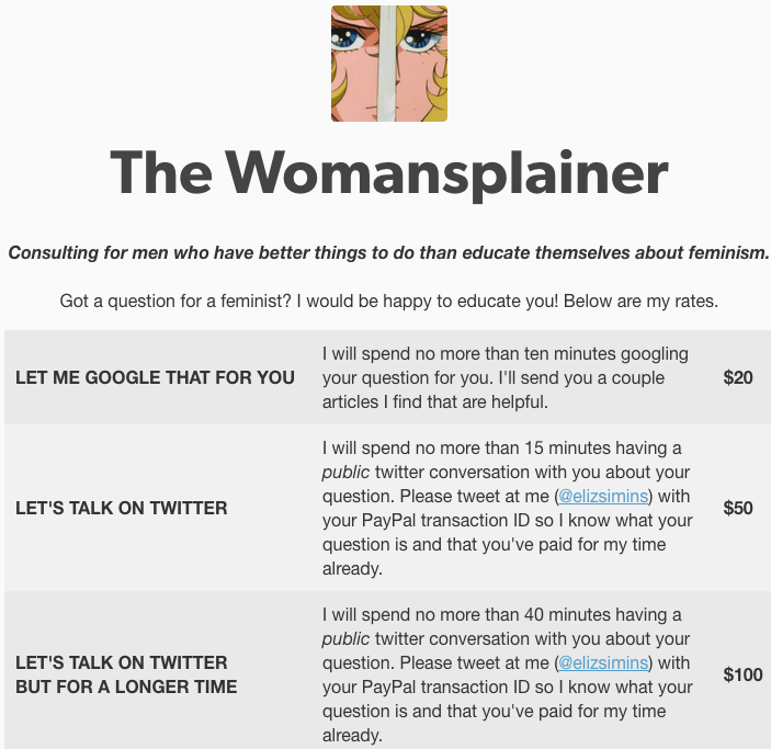 dynastylnoire:  micdotcom:  This is the most genius thing  Men, meet the Womansplainer: