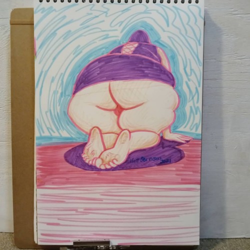 Drawing of Purple Elf&rsquo;s butt AKA my big booty goth GF  Markers 12&quot;x18&quot; paper . . . . . . . . #artistsofmassachusetts #paintersofig #paintersofinstagram #markers #lifedrawing #figuredrawing  #portraitpainter #figurativeart #figurativeartist