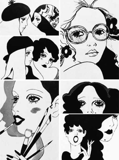 weirdlandtv:1960s fashion illustrations by Akemi Watabe.