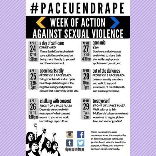 Our Week of Action Against Sexual Violence begins next Monday! We will be hosting events each day fr