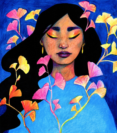 deirdreobrienart: Ginkgo: Colored Pencil.  Inspired by the work of Bao Pham. Just a reminder to