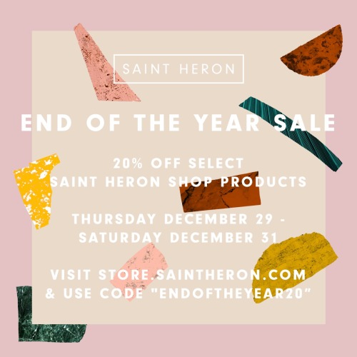 SHOP: Today’s the last day to take advantage of our 20% off sale at the #SaintHeronShop! Go in