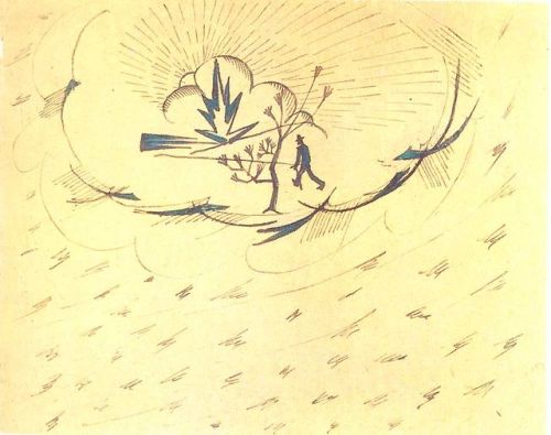 tri-ciclo: Mayakovsky’s last drawingMan following the setting sun. 1930Ink on paper
