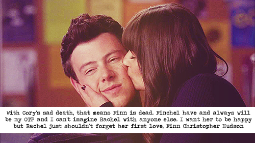 Glee Confessions — With Cory's sad death, that means Finn is dead....