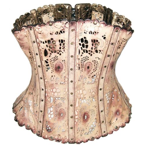 Paul Seville & Steph Aman | Under Bust ’Vintage’ Corset • in laser-cut leather