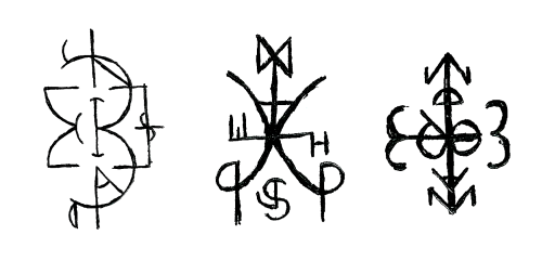 niaskotl:Three sigils for “I will remember my dreams.”Created for examples of sigil magick in a hand
