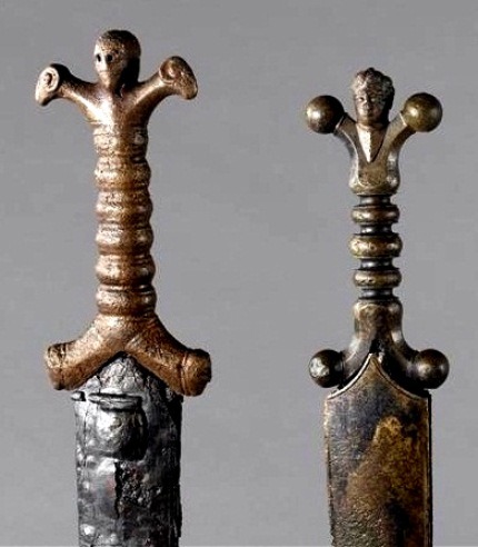 Celtic anthropomorphic sword hilts from Mouriès (Bouches-du-Rhône) and Tesson (Charente-Maritime), F