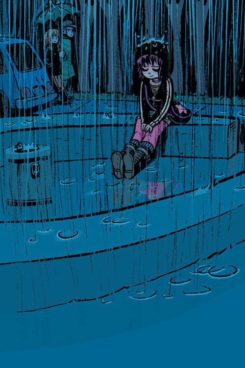 radiomaru:  i see the rainy pic go around tumblr a lot. Here’s inks for the redrawn Ramona from last year! 