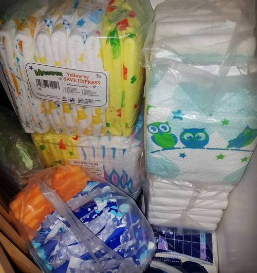 This is how I stack my diapers. Mixed packs 