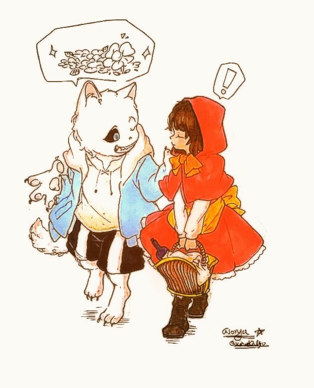 subarkindeyo: The Little Red Riding Hood (Sans &amp; Frisk)