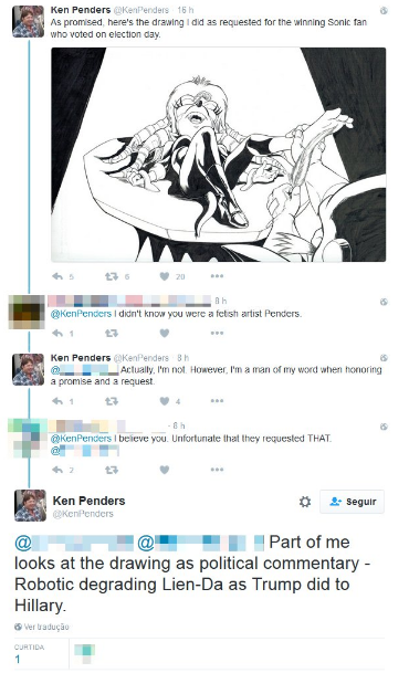 gamerphobic: gamerphobic: hey does anyone want to see the new worst thing on the internet okay here is sonic the hedgehog comic artist ken penders getting commissioned foot fetish art and trying to pass it off as political commentary 