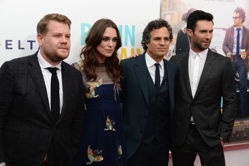 smallwind:  2014 6/25 James Corden, Keira Knightley, Mark Ruffalo and Adam Levine attend the “Begin Again” premiere in New York City. 